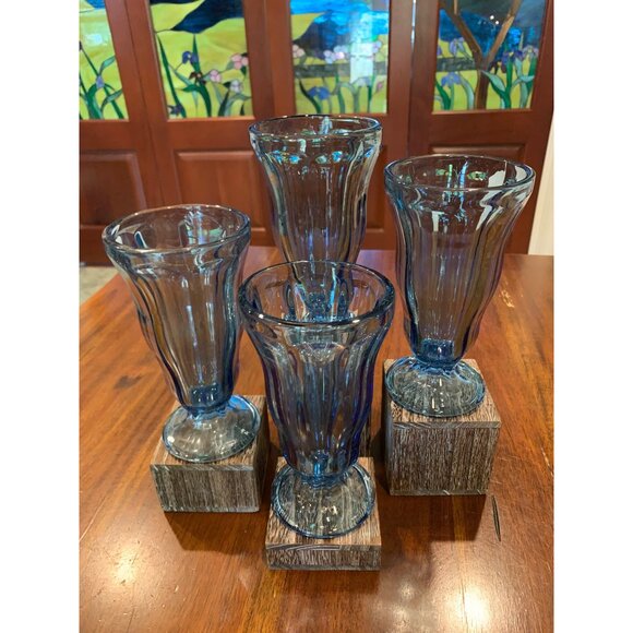 Anchor Hocking Stemmed Blue Float Glasses. - Picture 4 of 11